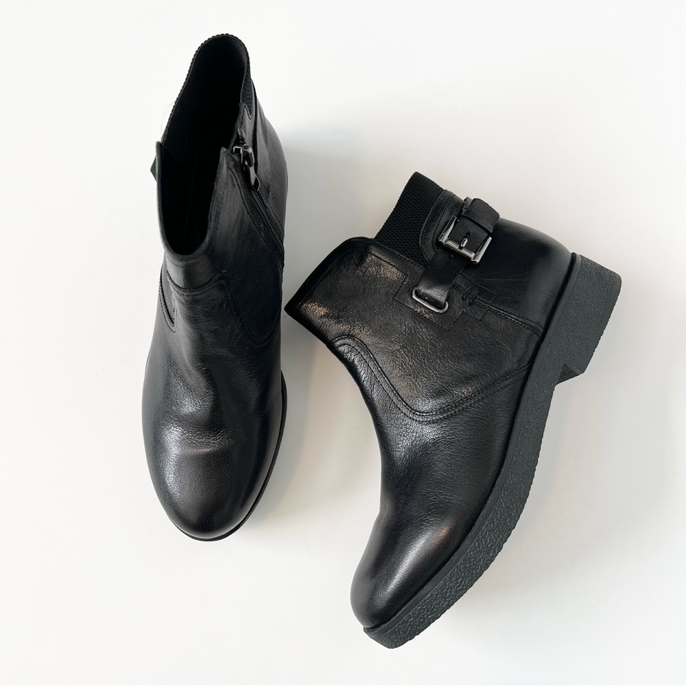 Easy Spirit Leather Ankle Booties - Black